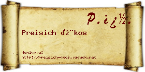 Preisich Ákos névjegykártya